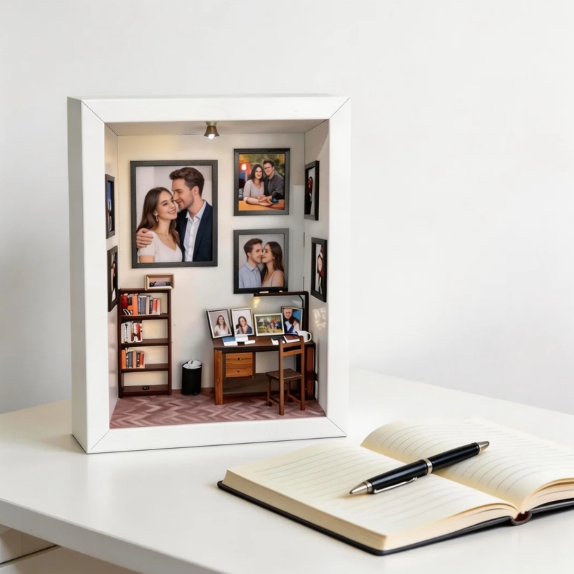 Custom Photo Miniature Diorama Personalized Desk & Bookshelf
