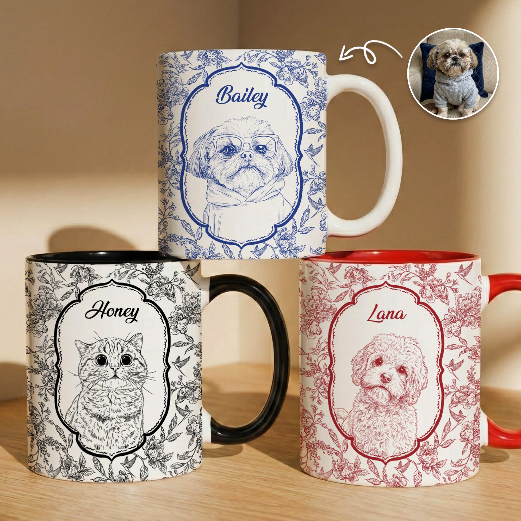 Custom Pet Portrait Mug Unique Gift For Pet Lovers - Personalized Mug