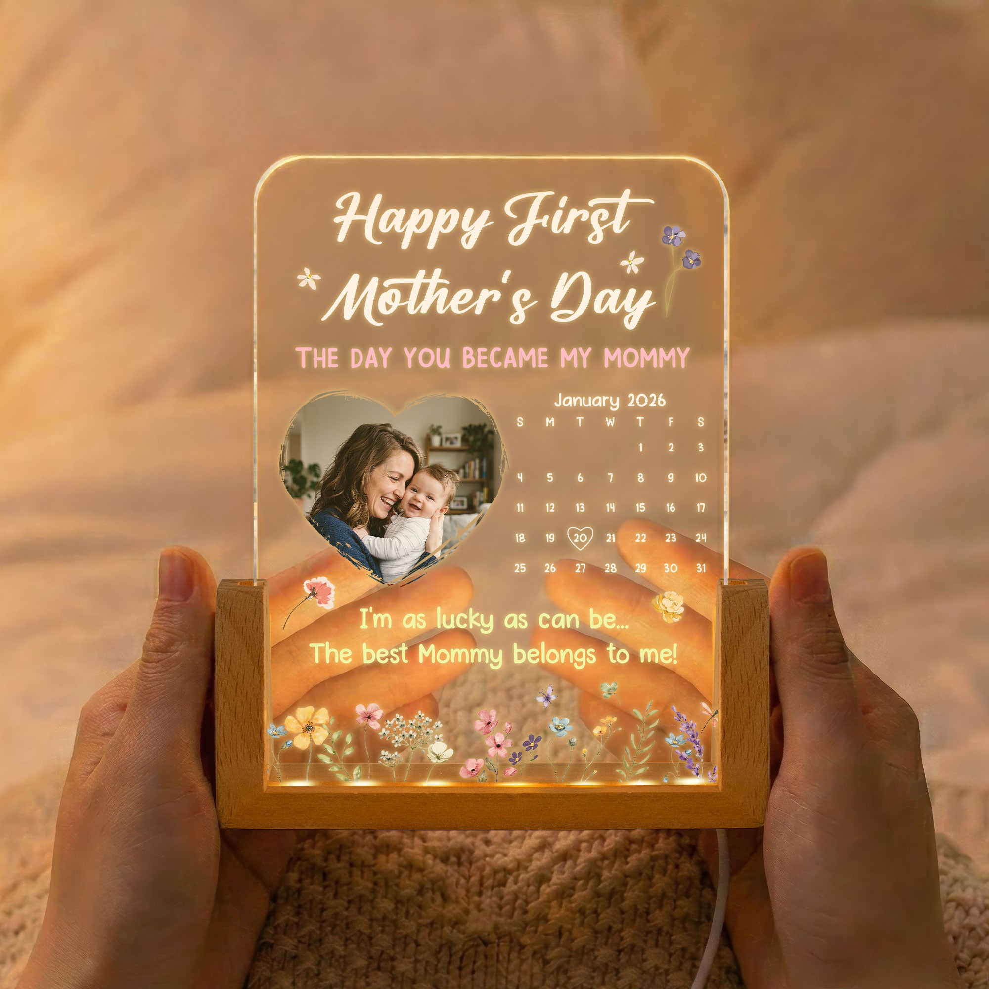 Custom Calendar Personalized Night Light The Day You Became My Mom