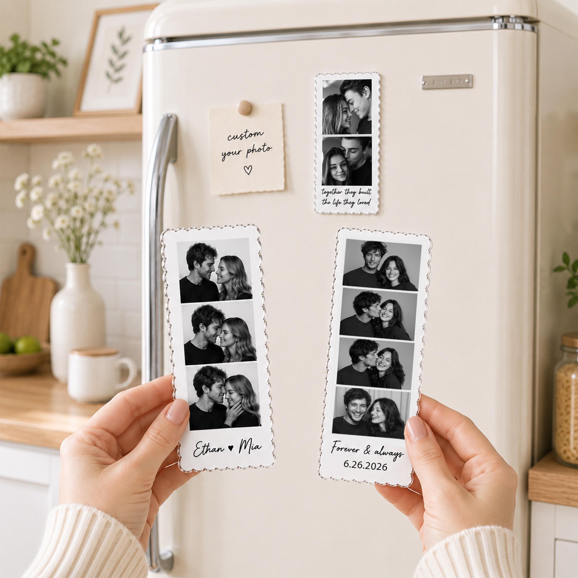 Custom Couple Photo Strip Fridge Magnet, Couple Picture Magnet, Anniversary Gift for Couples Romantic Gift for Her
