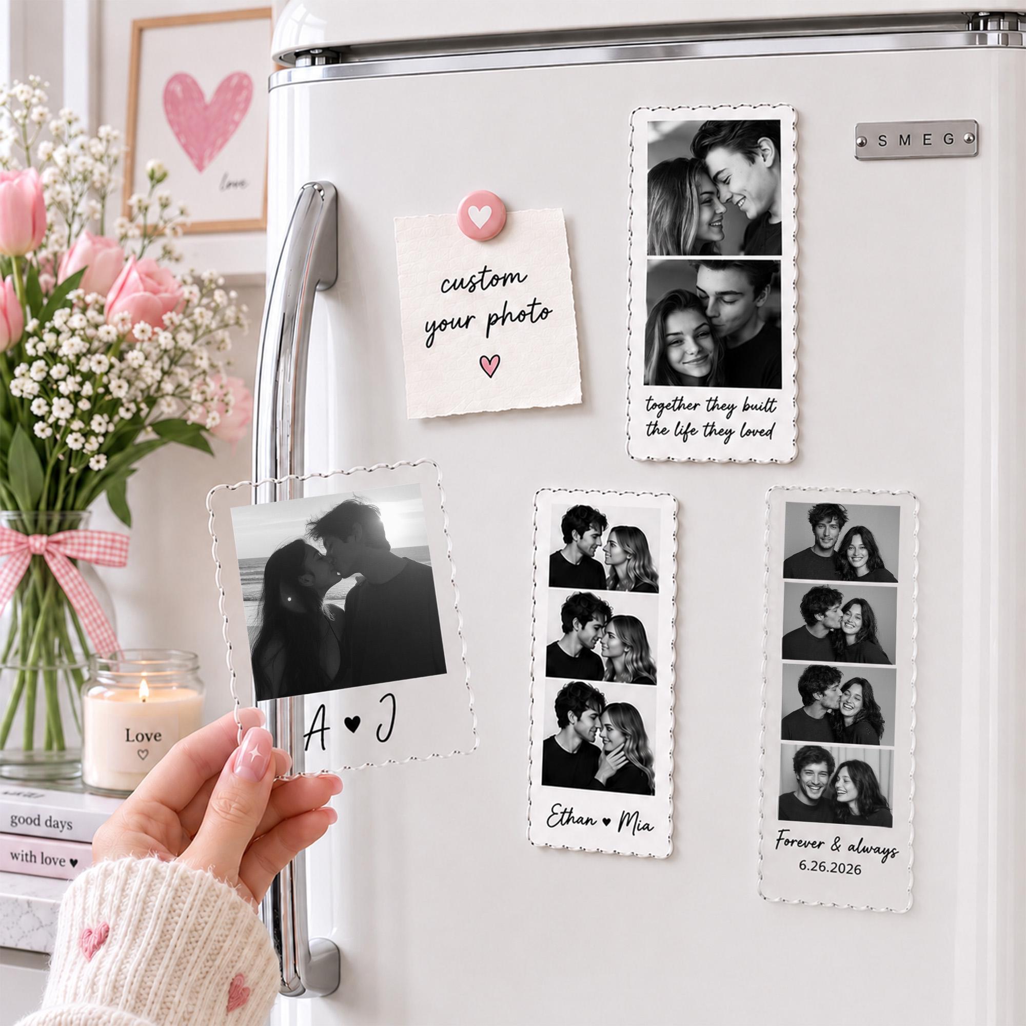 Custom Couple Photo Strip Fridge Magnet, Couple Picture Magnet, Anniversary Gift for Couples Romantic Gift for Her