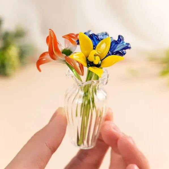 Personalized Glass Birth Flower Bouquet, Mini Floral Gift for Mom, Grandma, Mother’s Day gift - 