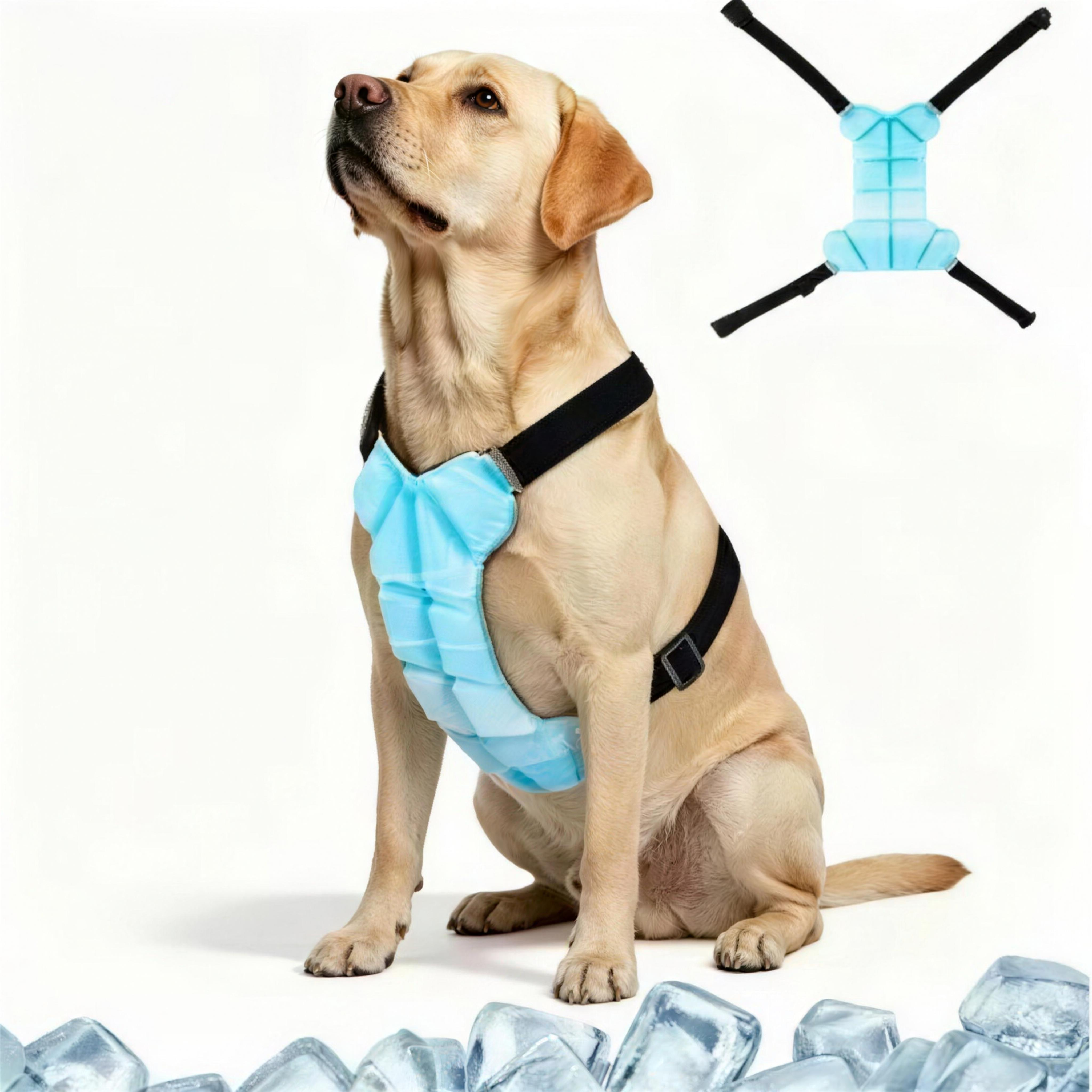 Reusable Dog Cooling Harness Vest Adjustable Elastic Strap Lightweight Pet Cool Down Harness Summer Heat Dogs Walking Hiking