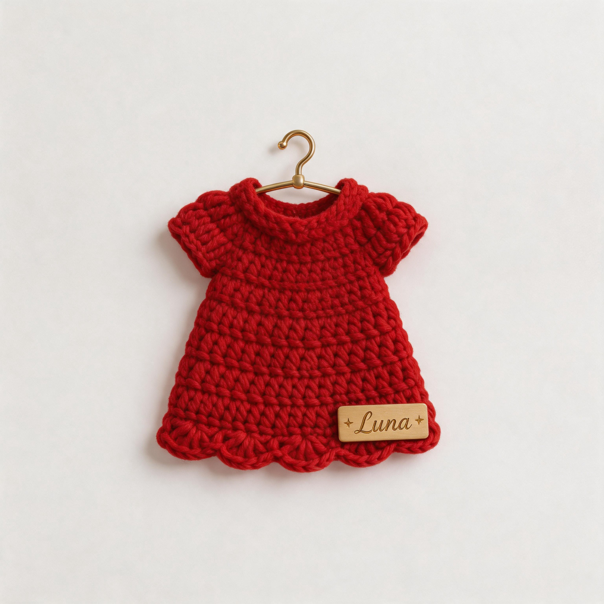 Product Title: Personalized Mini Crochet Baby Outfit Fridge Magnet – Custom Name Knitted Baby Clothes Magnet, Handmade Nursery Keepsake & New Baby Gift