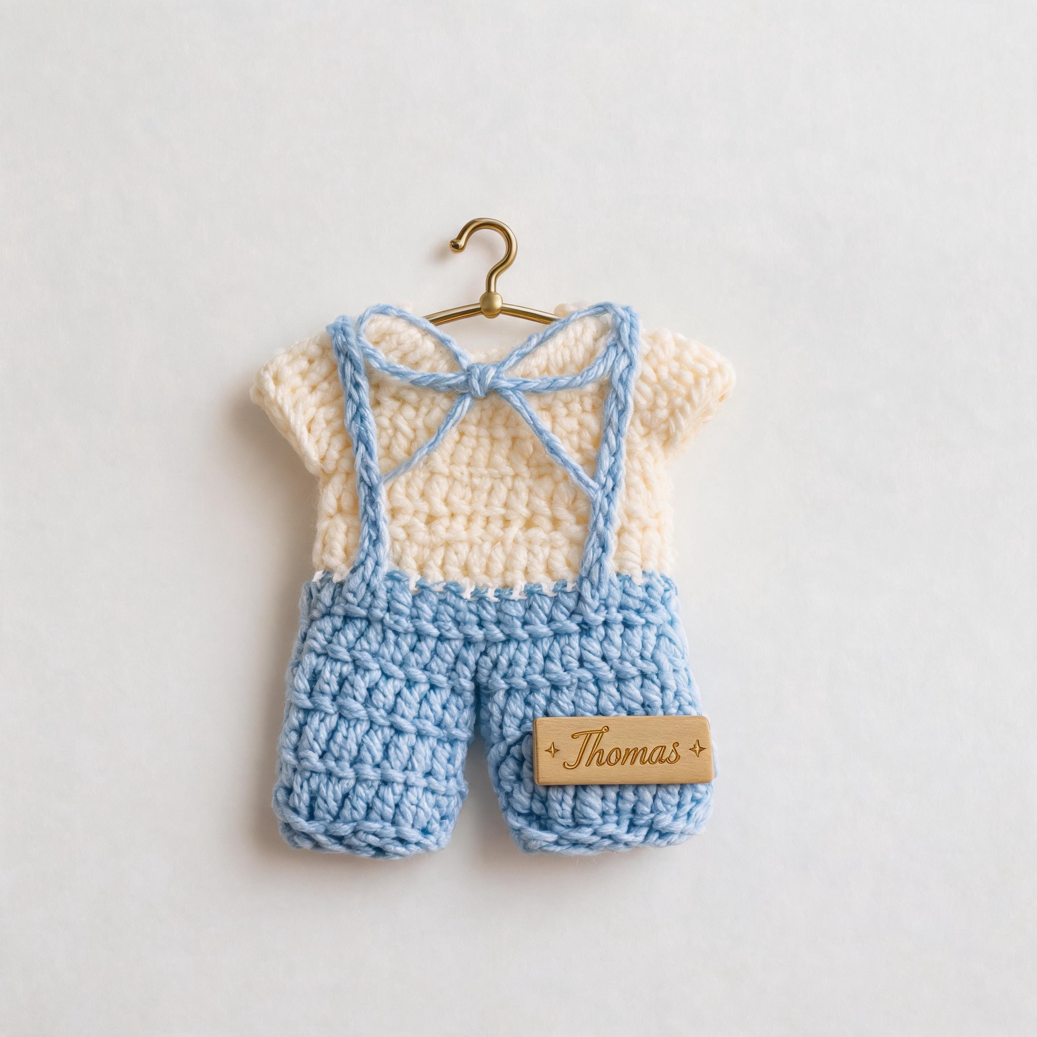 Product Title: Personalized Mini Crochet Baby Outfit Fridge Magnet – Custom Name Knitted Baby Clothes Magnet, Handmade Nursery Keepsake & New Baby Gift
