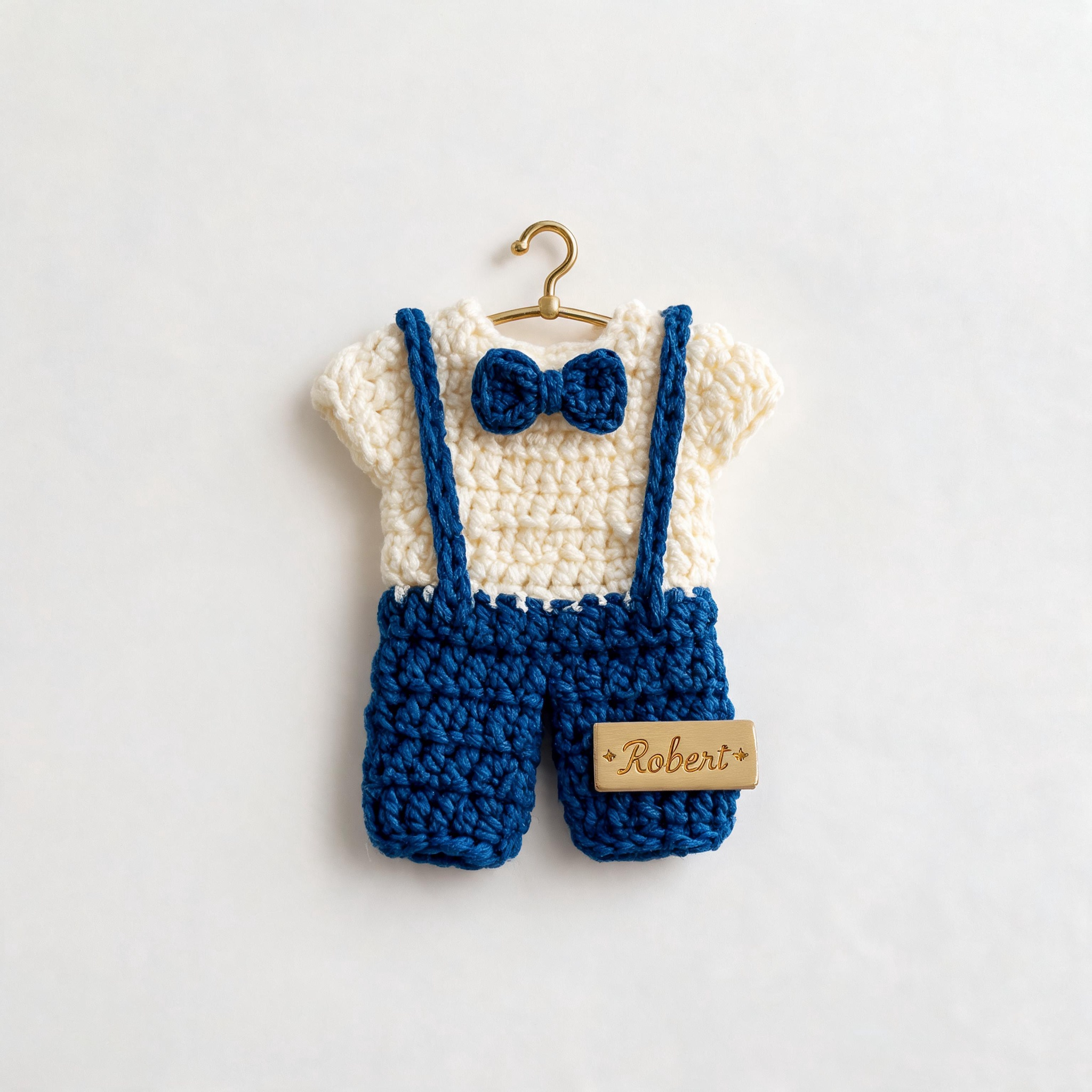 Product Title: Personalized Mini Crochet Baby Outfit Fridge Magnet – Custom Name Knitted Baby Clothes Magnet, Handmade Nursery Keepsake & New Baby Gift