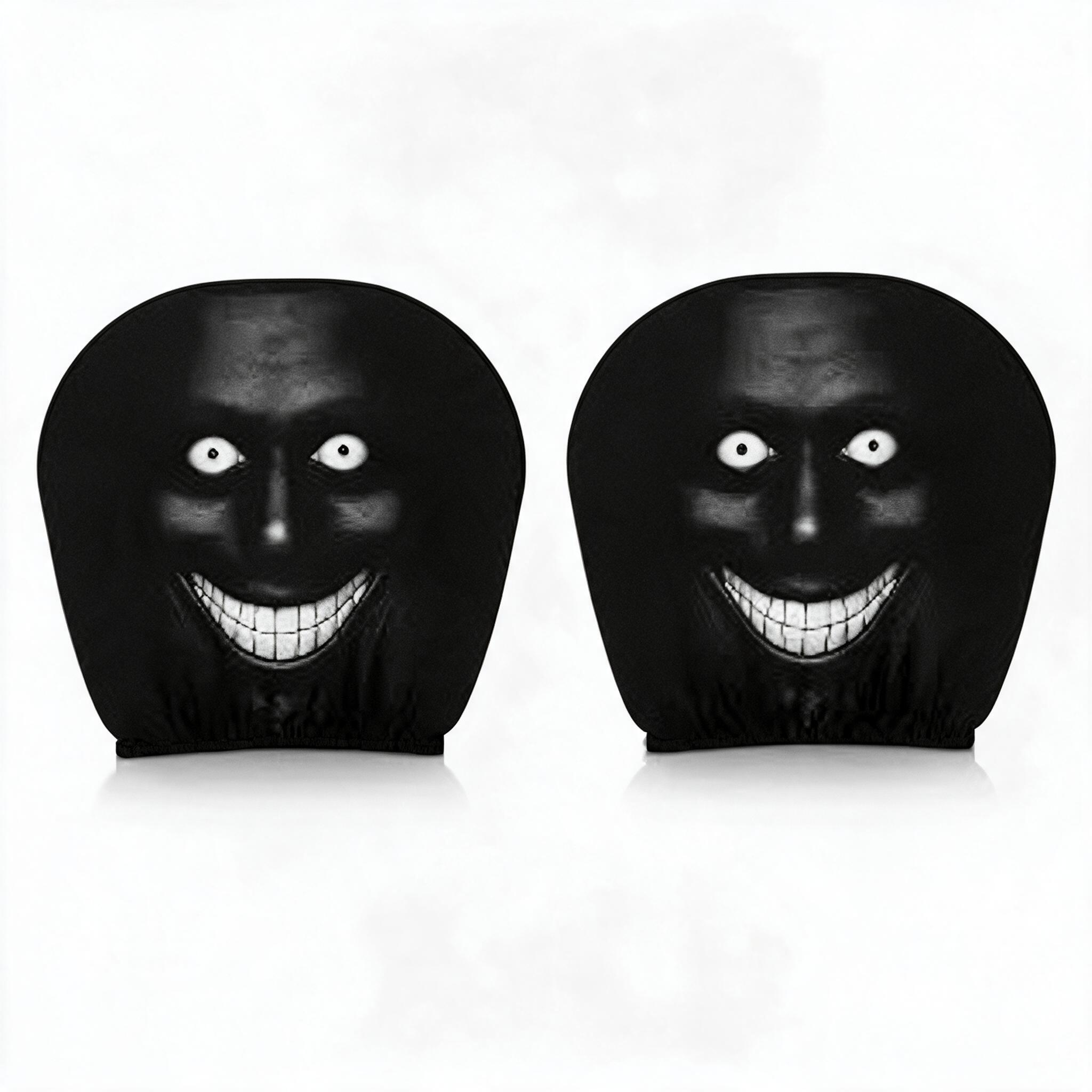 Horror Scary Face Car Headrest Covers, Universal Stretch Auto Seat Head Rest Protectors, Washable Vehicle Interior Decoration Accessories