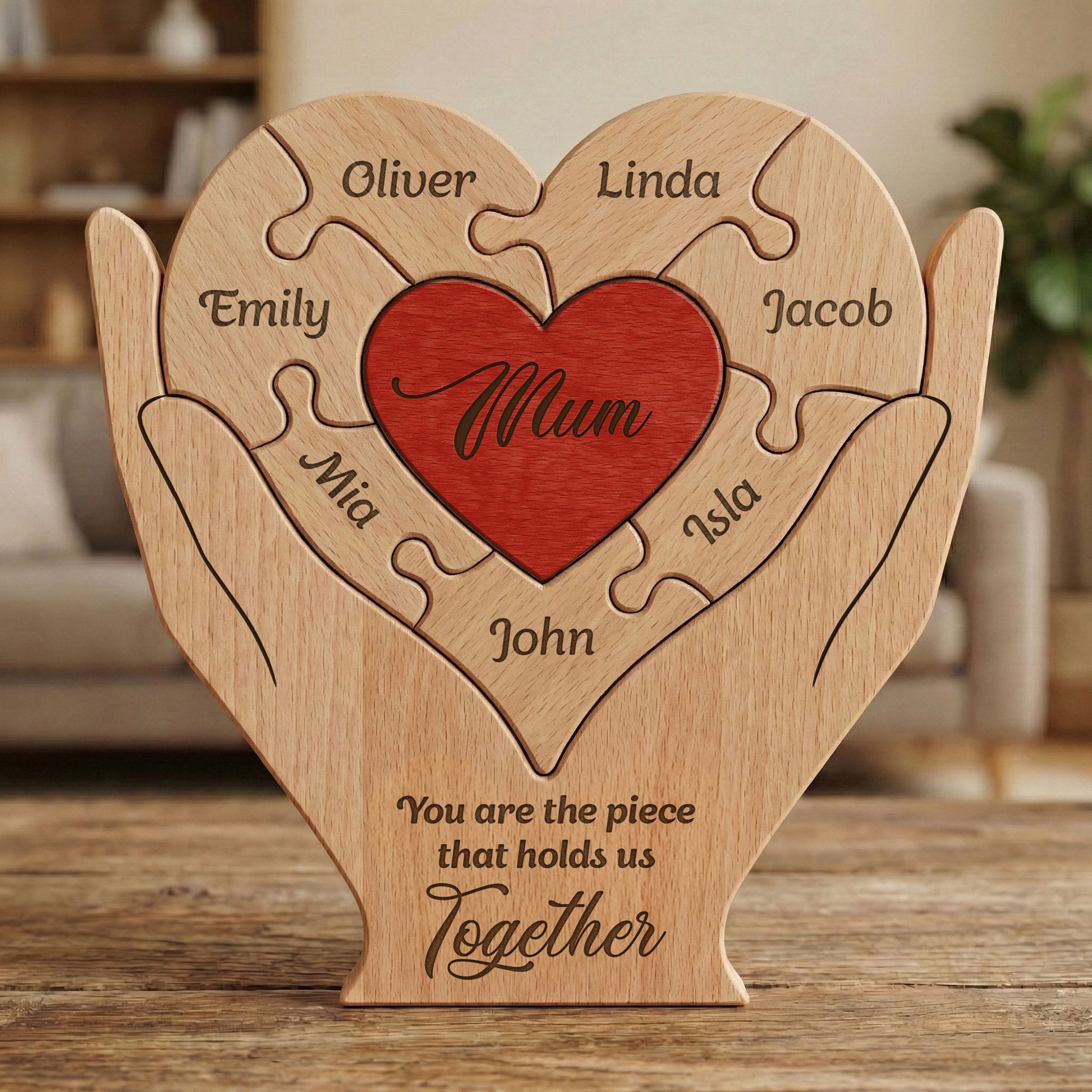 Personalized Wooden Family Puzzle Mom You Are The Piece That Hold Us Together