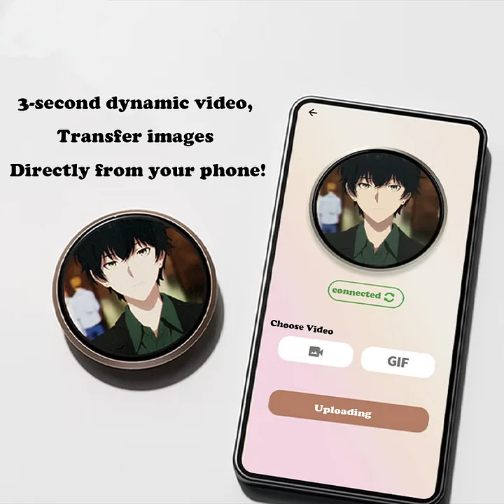 Smart Digital Display Badge with GIF/Photo Sync | Interactive Customizable Pin for Fans & Creators