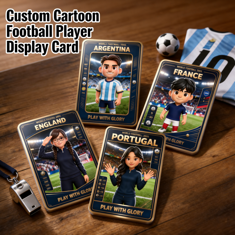Custom Cartoon Football Player Display Card