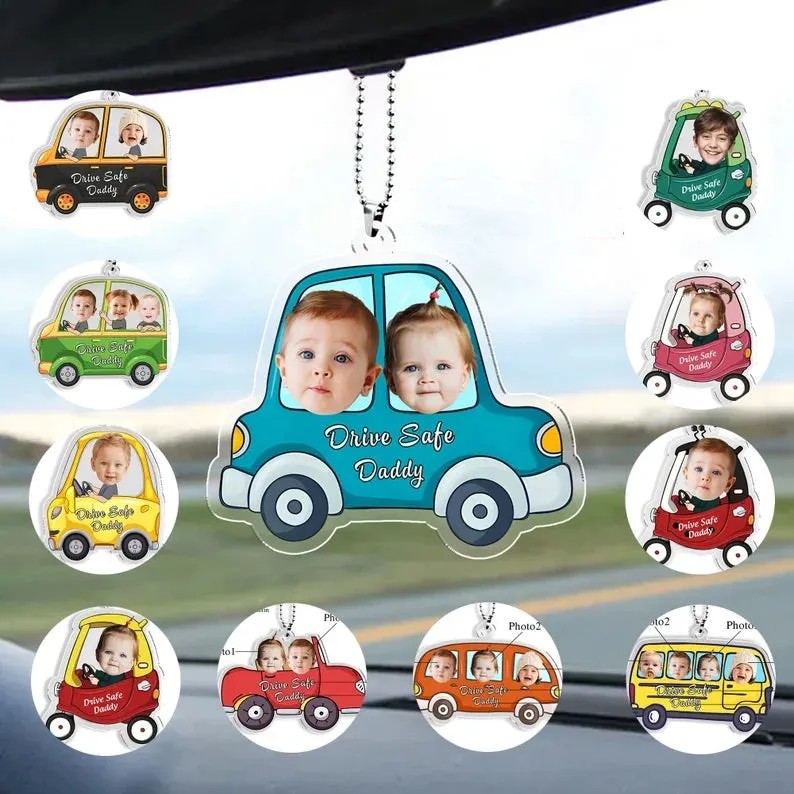 Father's Day Gift Customized Drive Safe Daddy Acrylic Car Hanger, Personalized Acrylic Car Hanger, 1st Fathers Day Gift for Husband