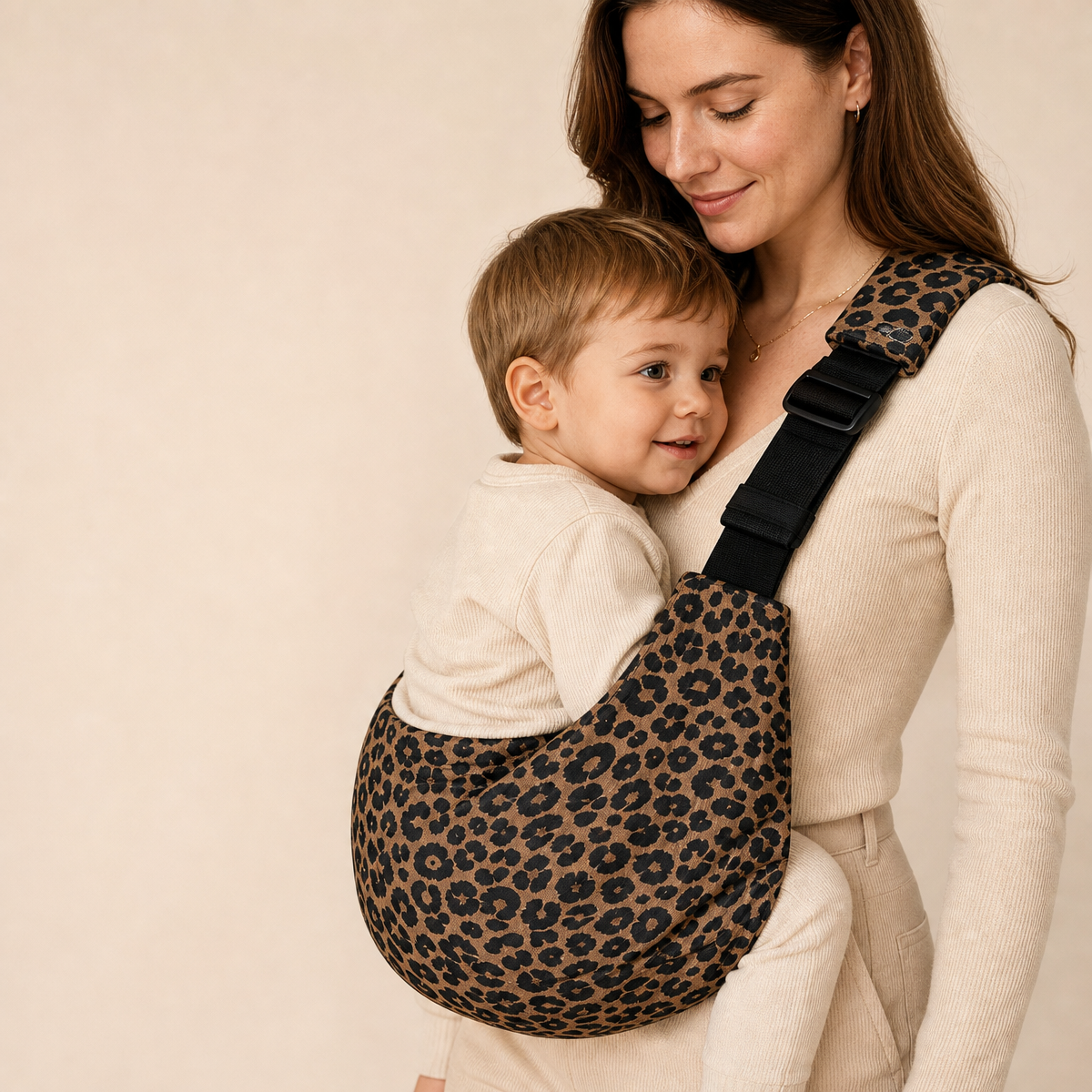Leopard Print Baby Carrier – Adjustable Hands-Free Baby Sling Backpack Hands-Free Convenience