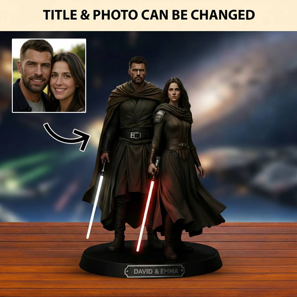 Custom Lightsaber Galactic Hero Couple Photo Acrylic Plaque Funny Gifts for Lover