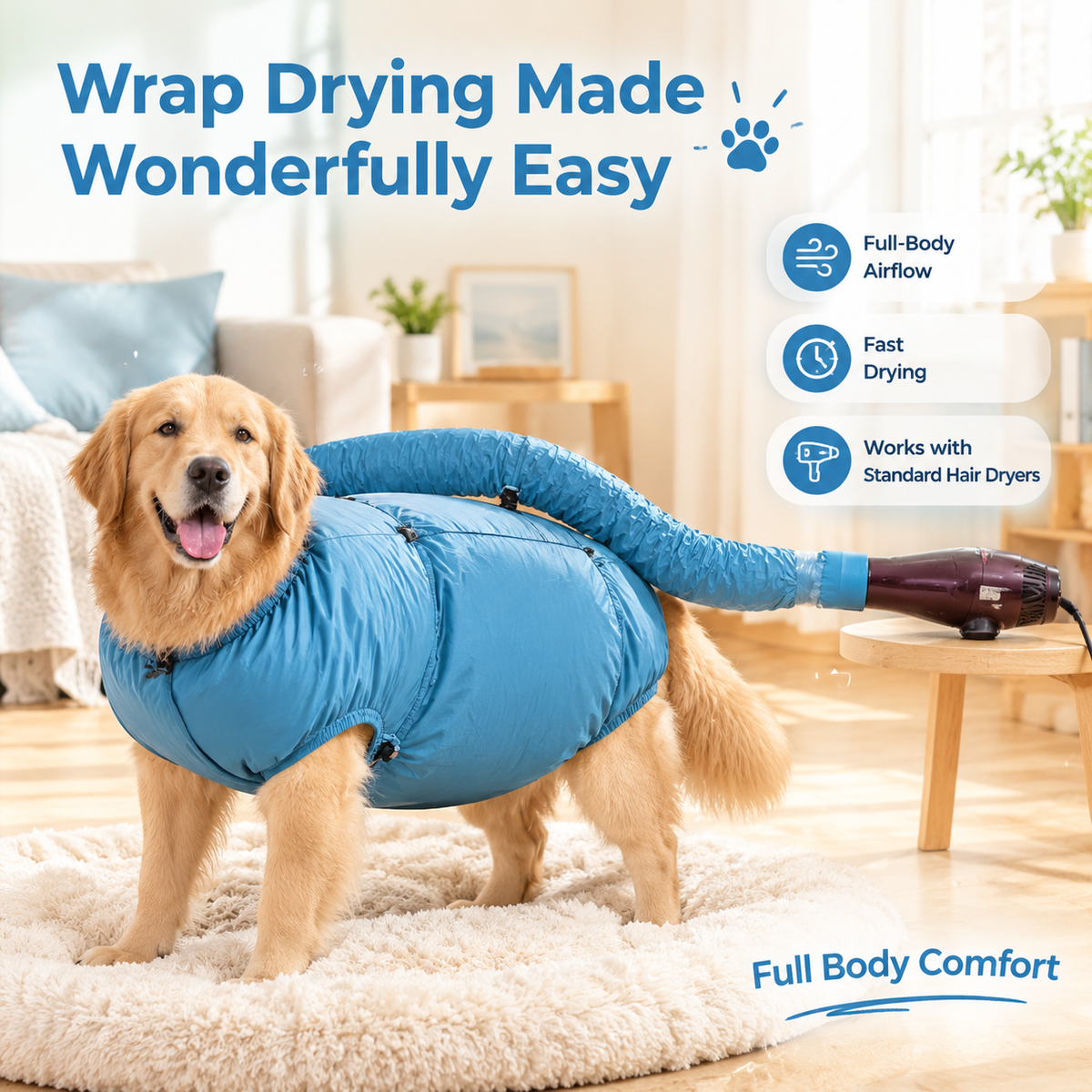 Whole-Body Dog Dryer Bag – Hands-Free Pet Drying Sack for Fast, Convenient Coat Drying
