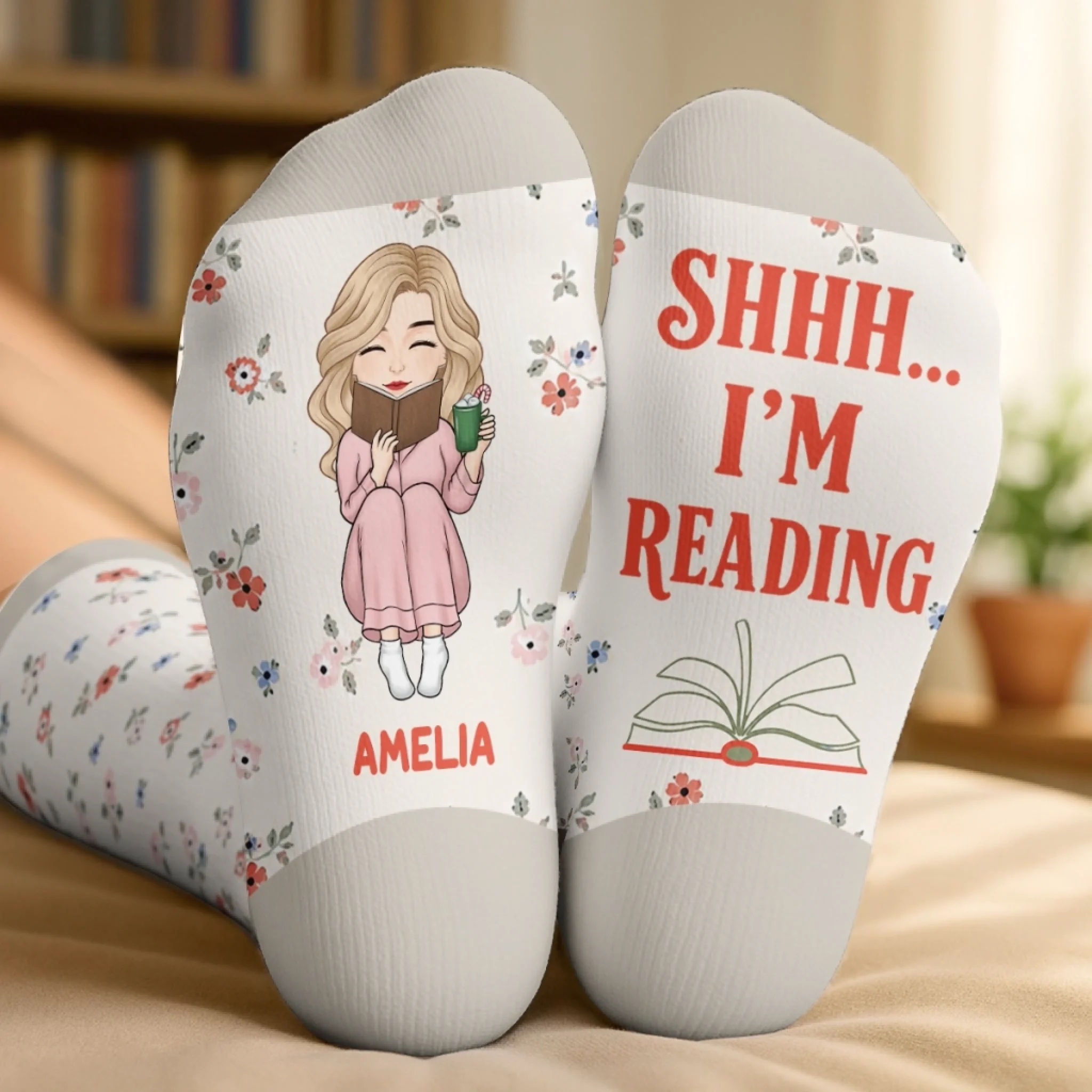 Custom Crew Socks - Personalized Bookish Gifts For Book Lovers, Bookworms, Readers - So Many Books, So Little Time - MySpotifyGlassUK