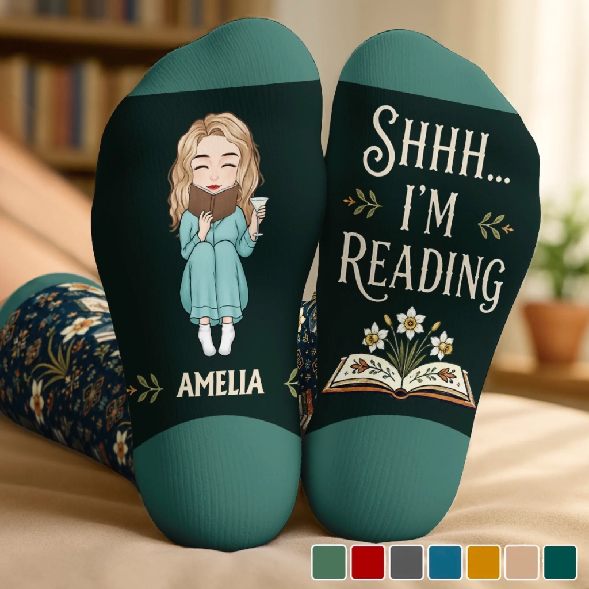 Custom Crew Socks - Personalized Bookish Gifts For Book Lovers, Bookworms, Readers - A Day Well Read - MySpotifyGlassUK