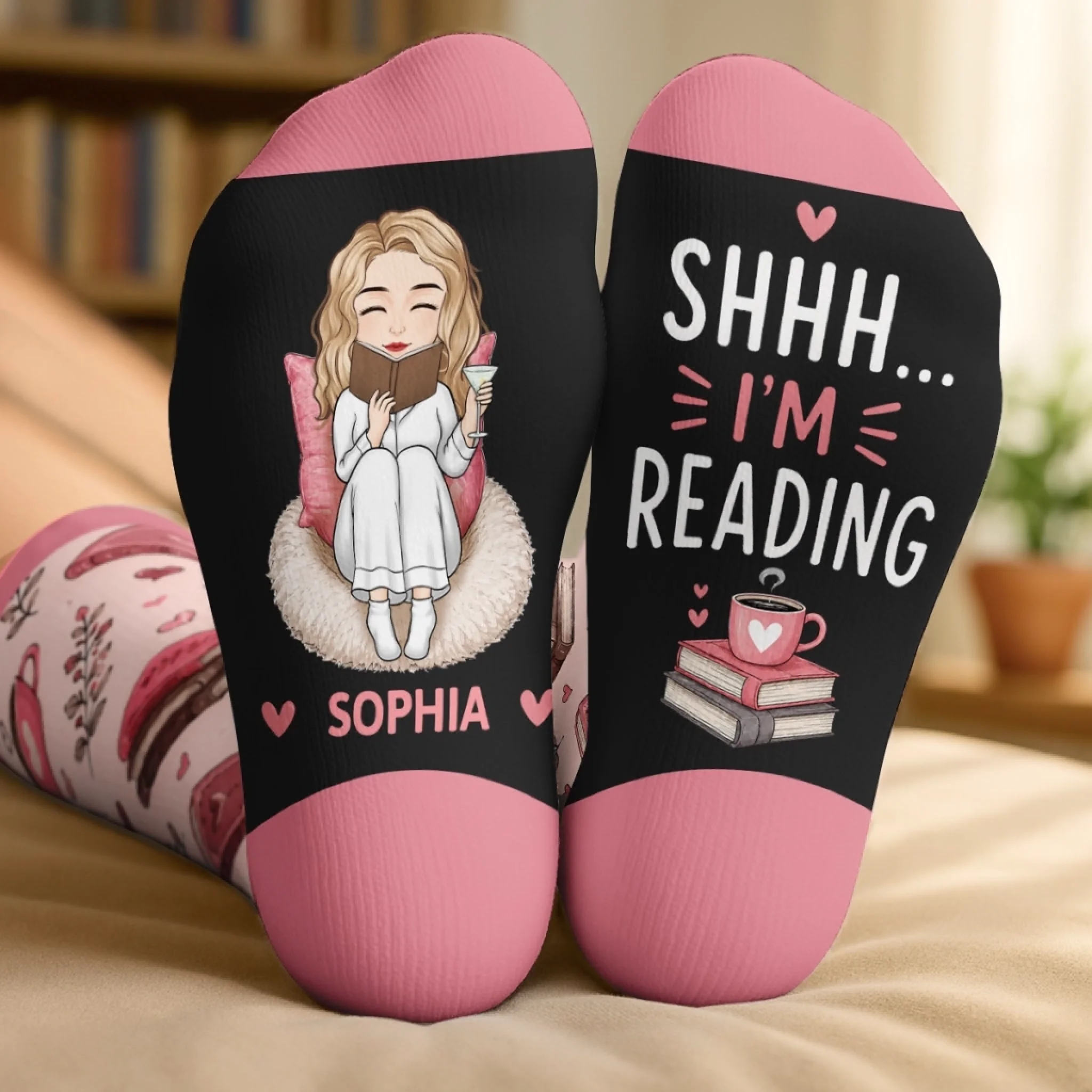 Custom Crew Socks - Personalized Bookish Gifts For Book Lovers, Bookworms, Readers - Pages Before Plans - MySpotifyGlassUK
