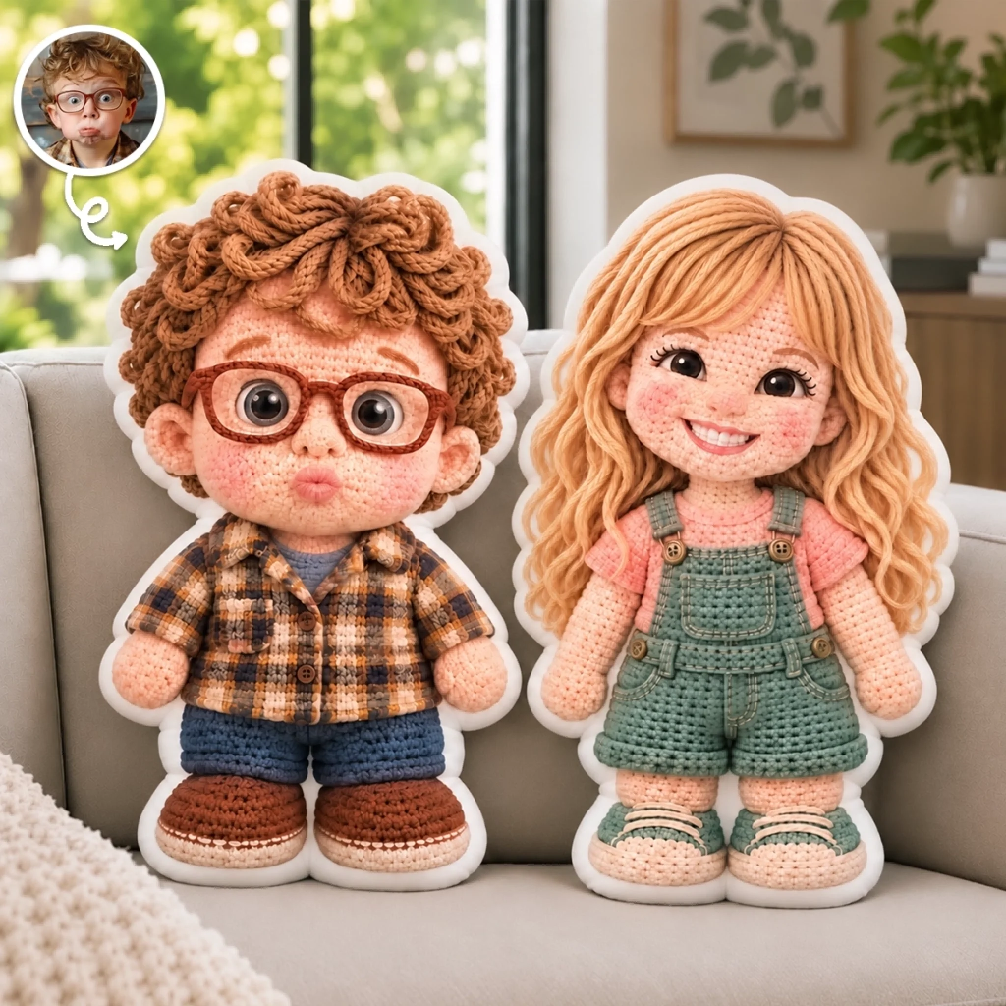 Custom Photo Crochet-Style Kids Gifts - Personalized Shaped Pillow - MySpotifyGlassUK