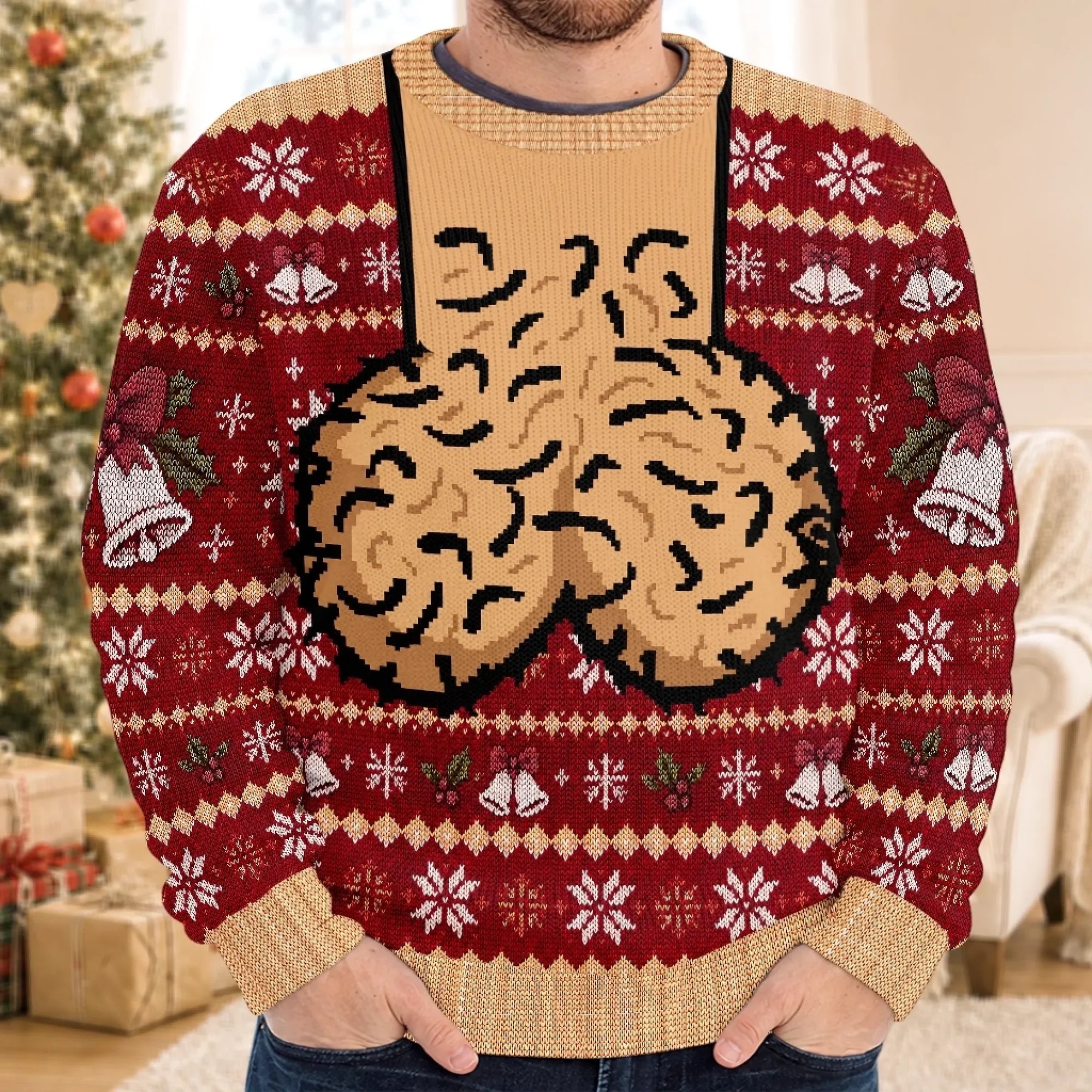 Custom Funny Ugly Sweatshirt - Personalized Christmas Birthday Gifts For Husband, Son, Grandson, Brother, Grandpa, Dad, Yourself - Jingle Balls All The Way Today - MySpotifyGlassUK
