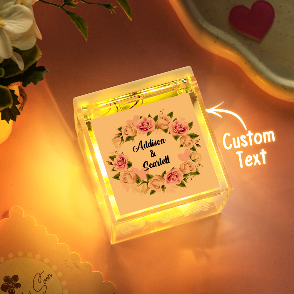 Custom Mini Vinyl Record Player in an Acrylic Box Custom Flower Name Cover Gift for Mum On Mother's Day -