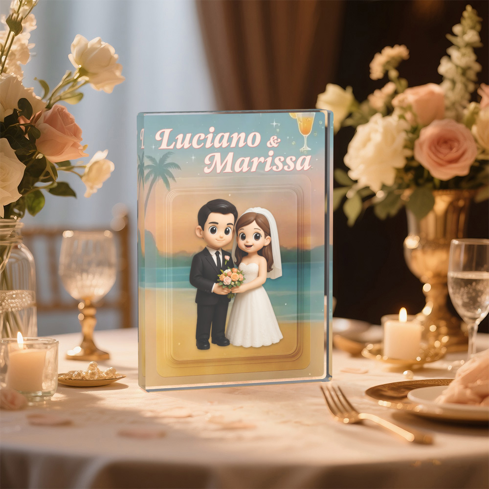 Personalized 3D Toy Art Style Photo Acrylic Block Custom Wedding Photo Block Plaque Anniversary Gifts