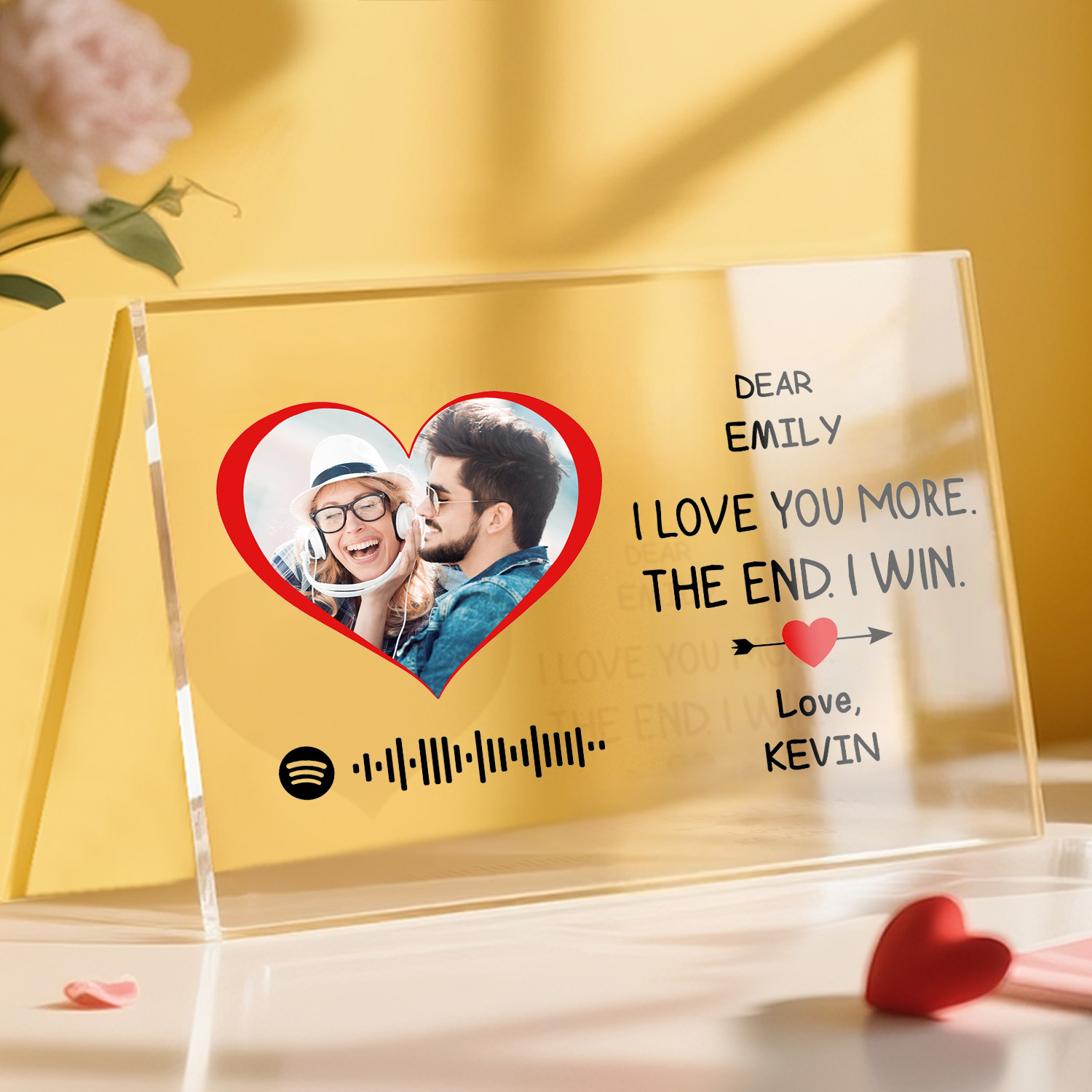 I Love You More Custom Photo Plaque Acrylic Spotify Song Decor Anniversary Gift For Couples - MySpotifyGlassUK
