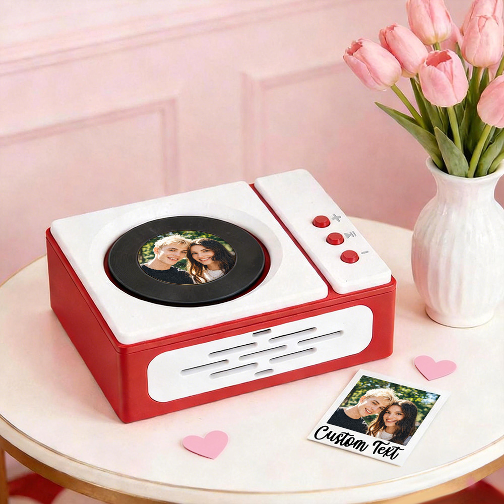 Personalized Mini Record Player with Custom Photo & Song - Unique Music Christmas Gift