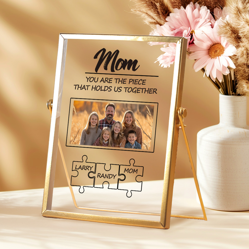 Custom Dad Puzzle Piece Sign Personalized Family Member Sign Gift Custom Name Puzzle Frame