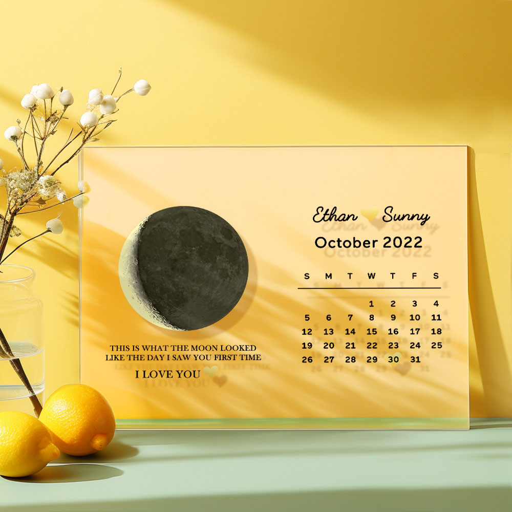 Custom Moon Phase Calendar Plaque Home Decor Anniversary Gift For Couples