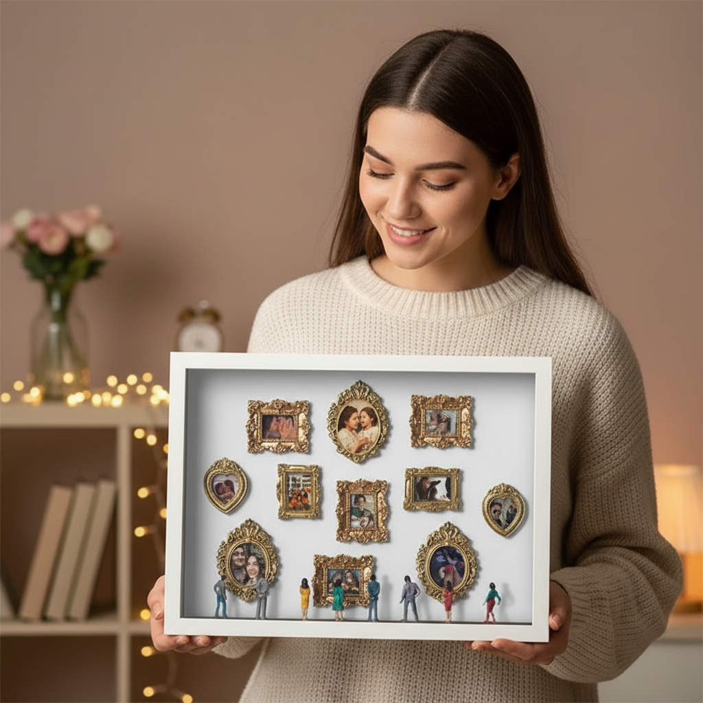 Museum of Us Frame — Personalised Mother's Day Gift for Mum, Charming Miniature Museum Keepsake for Treasured Memories