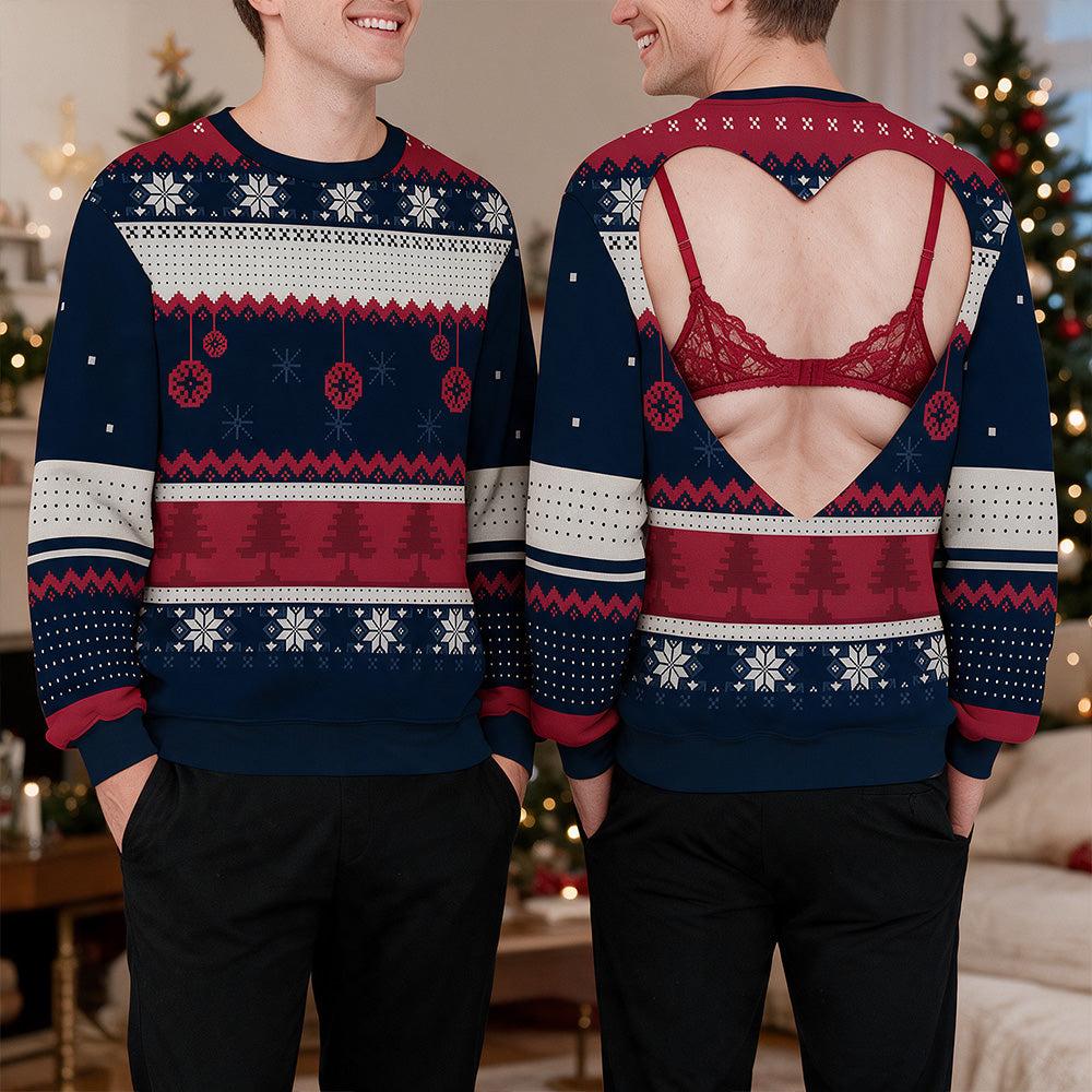 Custom Funny Ugly Sweatshirt, Couple Christmas Gift • Funny Man - Personalized All-Over-Print Sweatshirt - MySpotifyGlassUK