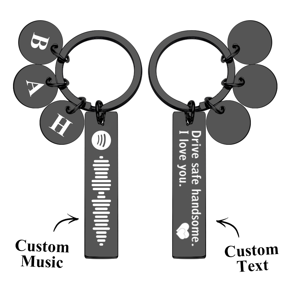 Scannable Spotify Code Keychain With Engraved Circle Pendant Drive Safe Keychain Custom Music Song Keychain Gift