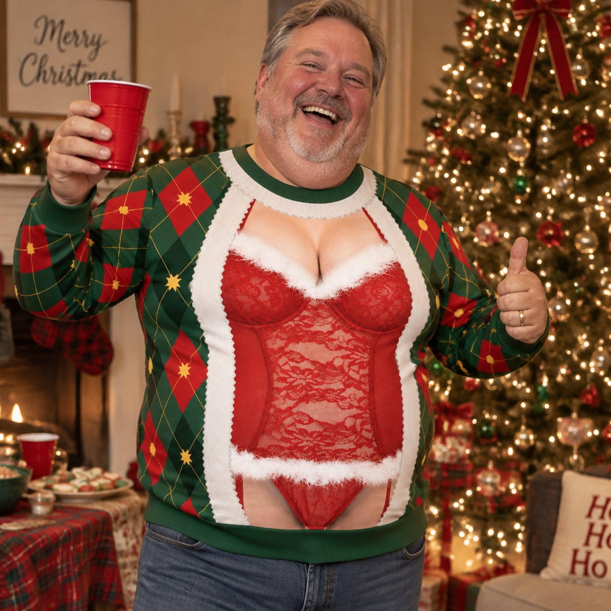 Custom Funny Christmas Sweatershirt Ugly Holiday Gift - Personalized Sweatershirt - MySpotifyGlassUK