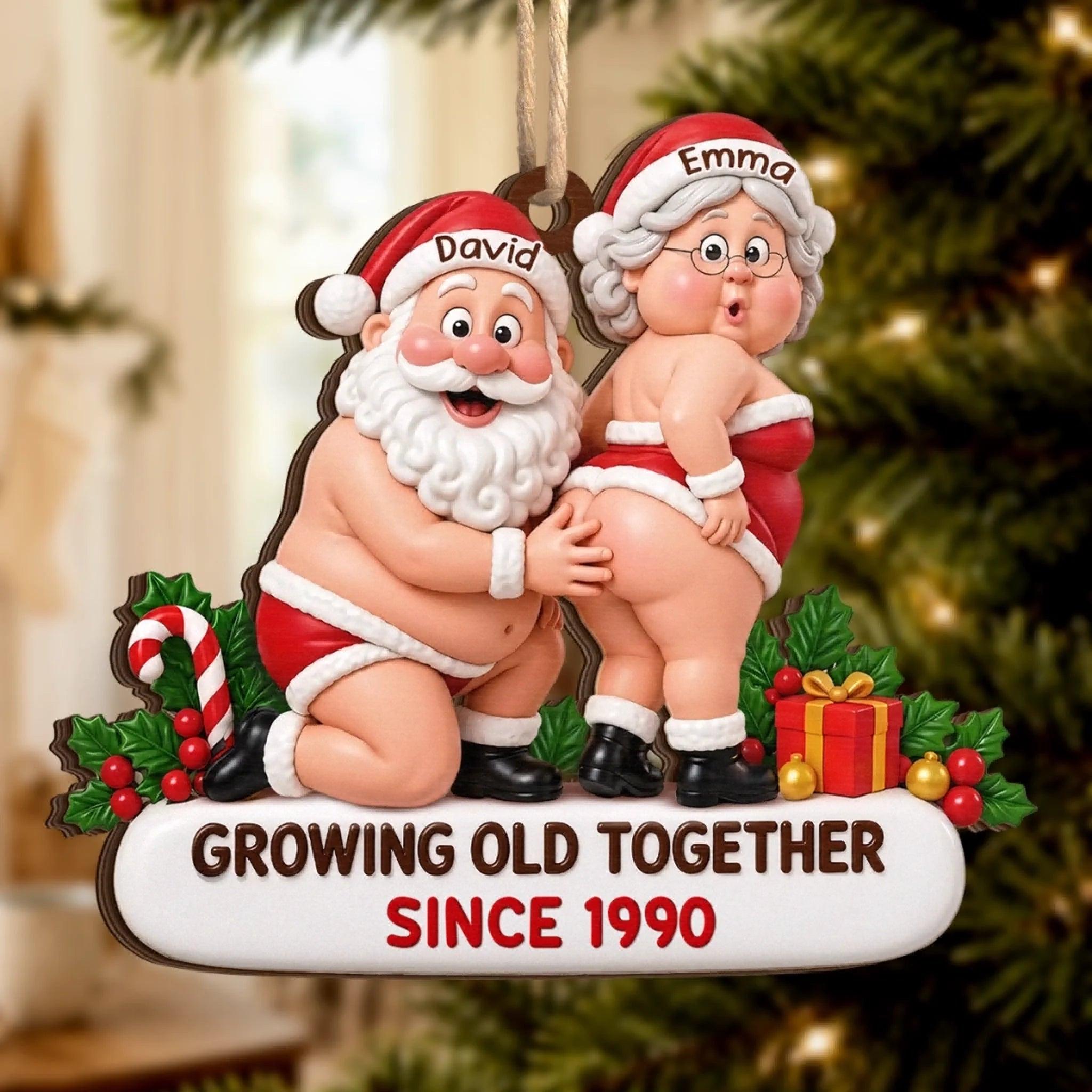 Aangepaste Grappige Houten Ornament - Gepersonaliseerde Verjaardag Kerst Huwelijksgeschenken Voor Man En Vrouw, Hem En Haar - Gezellige Kerst Met Jou - myspotifyglassnl