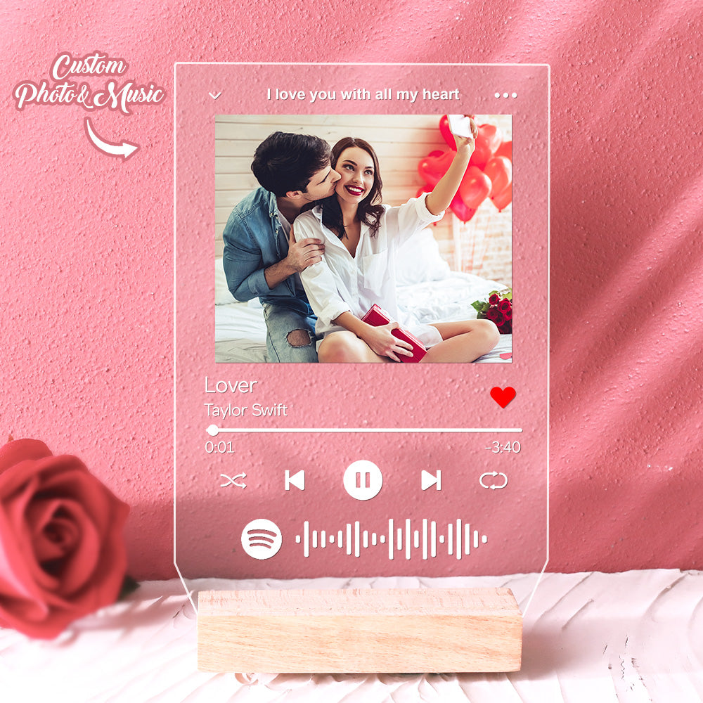 Gepersonaliseerde Foto Lied Acryl Plaque Decor Aangepaste Cadeau Voor Koppels Verjaardag Cadeau Valentijnsdag Cadeau