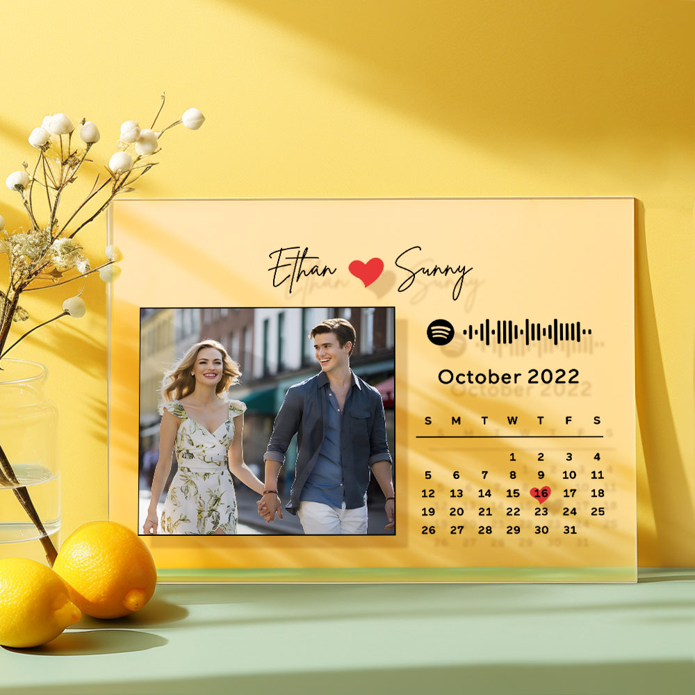 Aangepaste Foto Jubileumkalender Plaque Acryl Spotify Song Decor Cadeau Voor Koppels