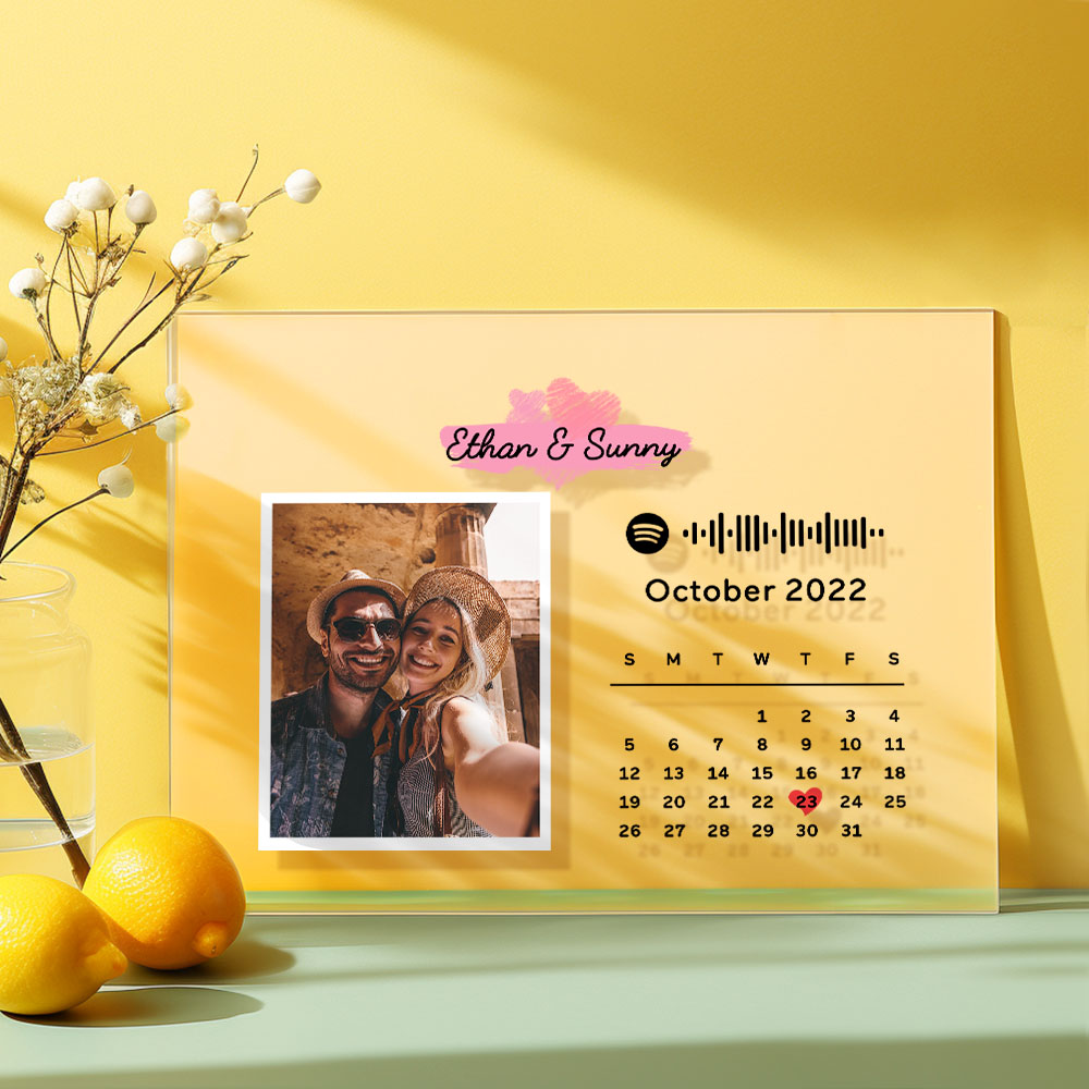 Aangepaste Fotokalender Acryl Plaquette Spotify Code Song Decor Foto Decor Jubileumcadeau Voor Koppels