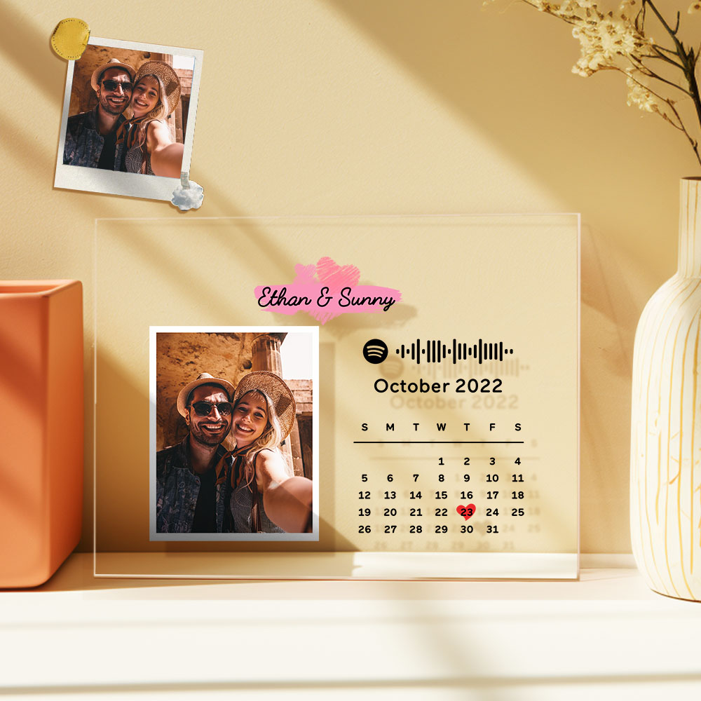 Aangepaste Fotokalender Acryl Plaquette Spotify Code Song Decor Foto Decor Jubileumcadeau Voor Koppels