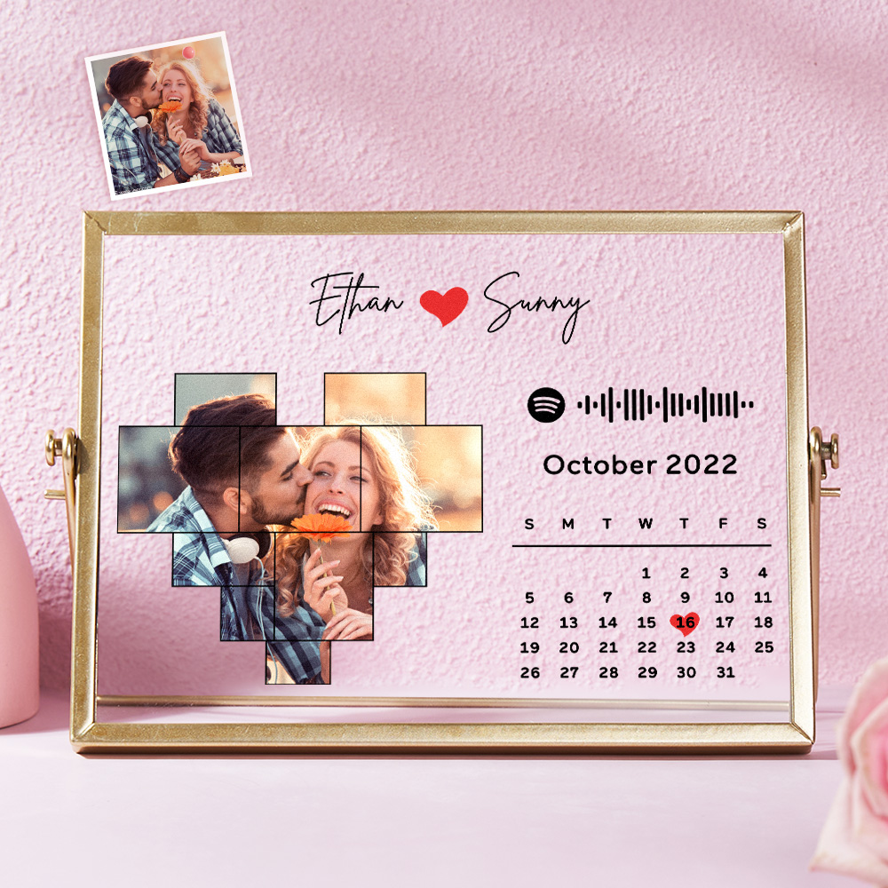 Gepersonaliseerde Metalen Fotolijst Kalender Acryl Ornament Aangepaste Spotify Home Decor