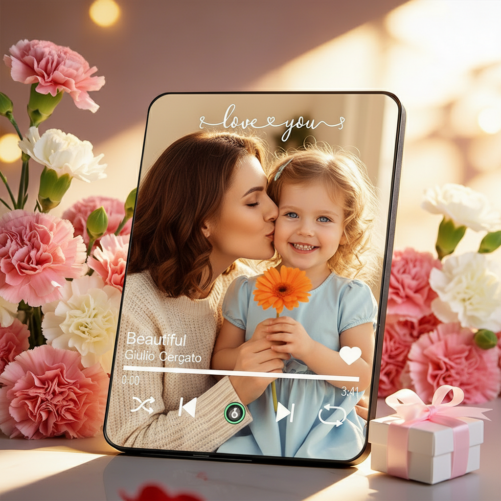 Gepersonaliseerde Muziekfotoplaten, Muziekplaat Die Liedjes Kan Afspelen, Cadeau Voor Moederdag