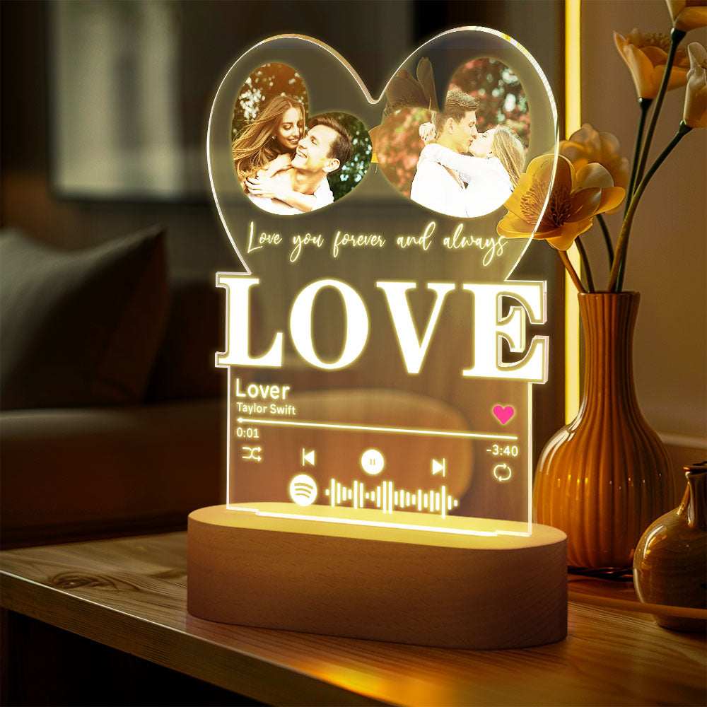 Gepersonaliseerde Romantische Liefde Hart Acryl Nachtlampje Cadeau Voor Paar Home Decor