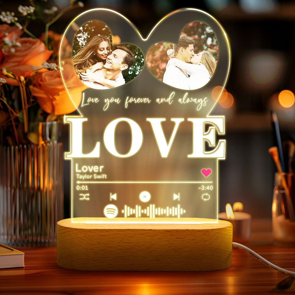 Gepersonaliseerde Romantische Liefde Hart Acryl Nachtlampje Cadeau Voor Paar Home Decor