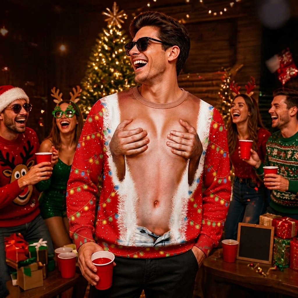 Grappig Kerstsweatshirt - Unisex Ronde Hals En Lange Mouwen Vakantiecadeau - myspotifyglassnl