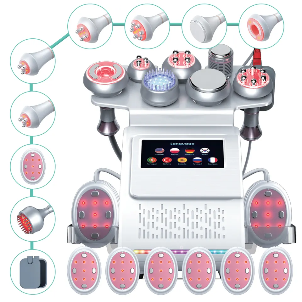 9 in 1 Fat Cavitation Ultrasound Cold Hammer BIO EMS Fat Reduction Lipolaser Cavitation Vacuum Machine
