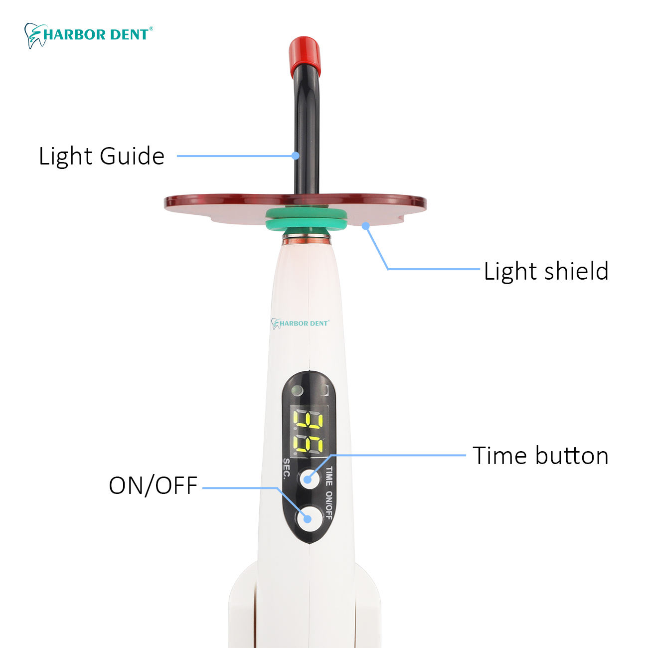 Dental Wireless Curing Light Adjustable Led Light Output Intensity 1200-1500 Mw/Cm² Laser Dentist Photocuring Lamp