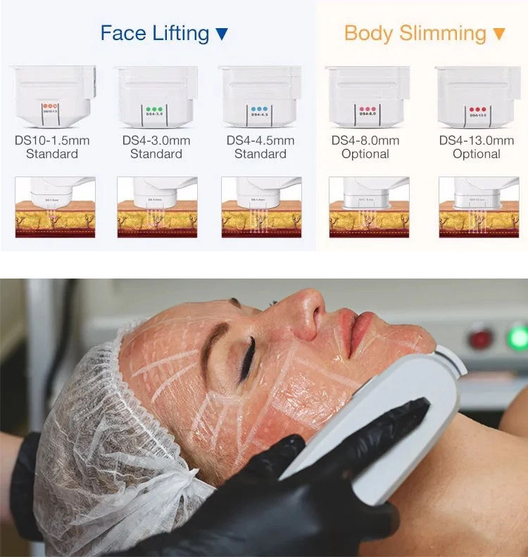 7D Face Lifting Anti-wrinkle Fat Removal Machine Body Face Use 7 Heads Hifu Cartridges Body Thinner Skin Tightening Hifu Device