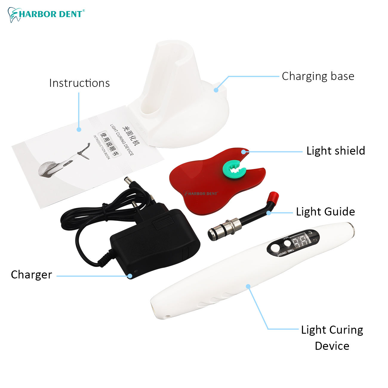 Dental Wireless Curing Light Adjustable Led Light Output Intensity 1200-1500 Mw/Cm² Laser Dentist Photocuring Lamp