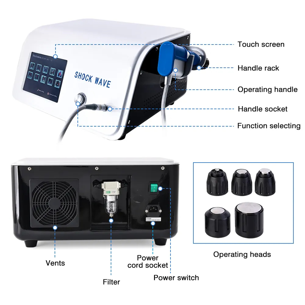 Hot 10 Bar Pneumatic Shock Wave Therapy Machine For Man ED Treatment Physical Shockwave Physiotherapy Device For Pain Relief