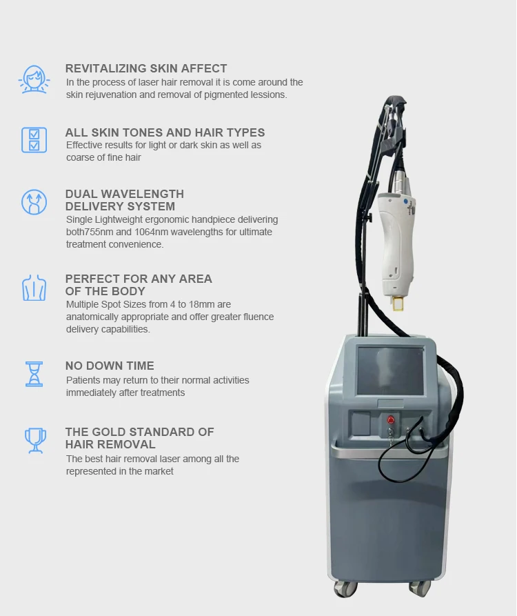 Cheapest Alexandrite Hair Removal Machine Long Pulse Laser for Hair Removal Hemangioma Blood Veins Vascular Skin Rejuvenation