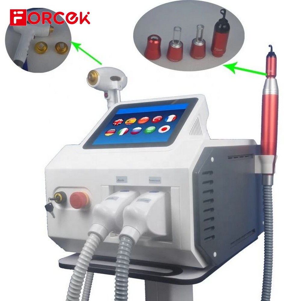 1800W 2 in 1 808nm Diode Laser Painless Hair Removal+Nd Yag Laser Tattoo Removal Machine